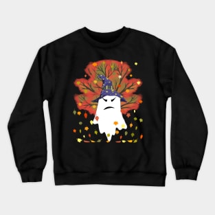 Evil Witch Ghost Halloween Autumn Leaves Fall Thanksgiving Crewneck Sweatshirt